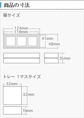 チョコレートBOX1列3個の寸法